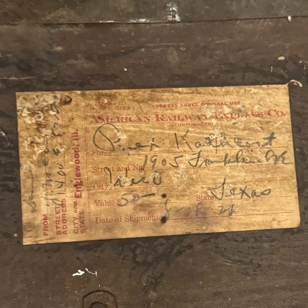 Antique 1928 Footlocker Trunk Named WWII Army Camp Beale Baylor Football Texas